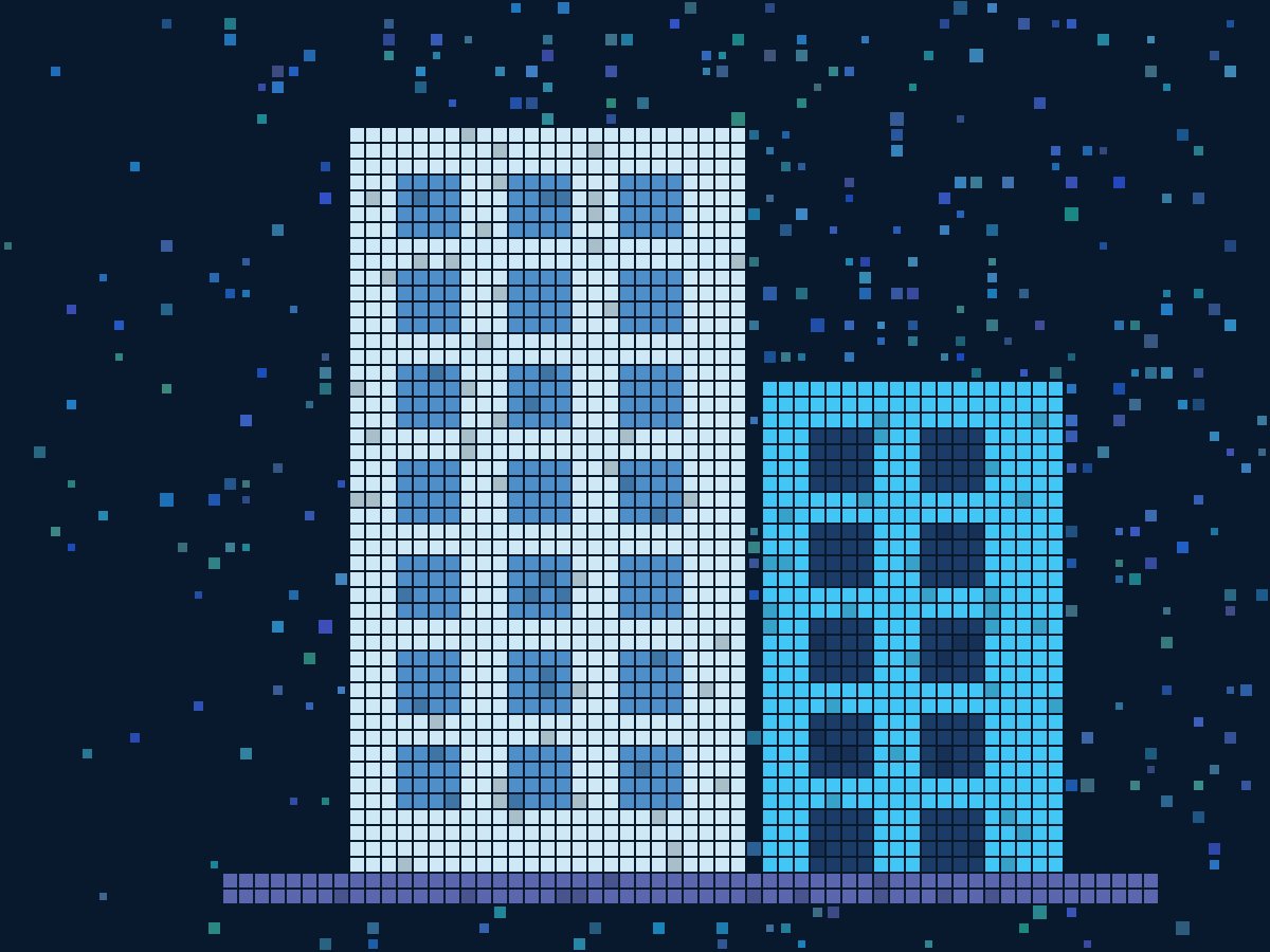 Pixel illustration of office buildings