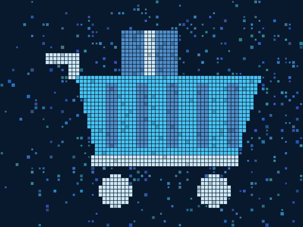 Pixel illustration of a shopping cart with a parcel