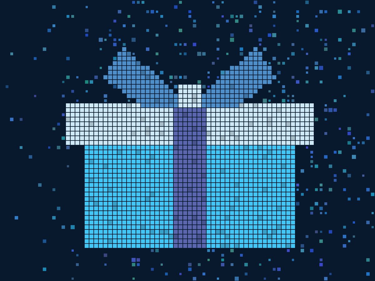 Pixel illustration of a gift box with a bow