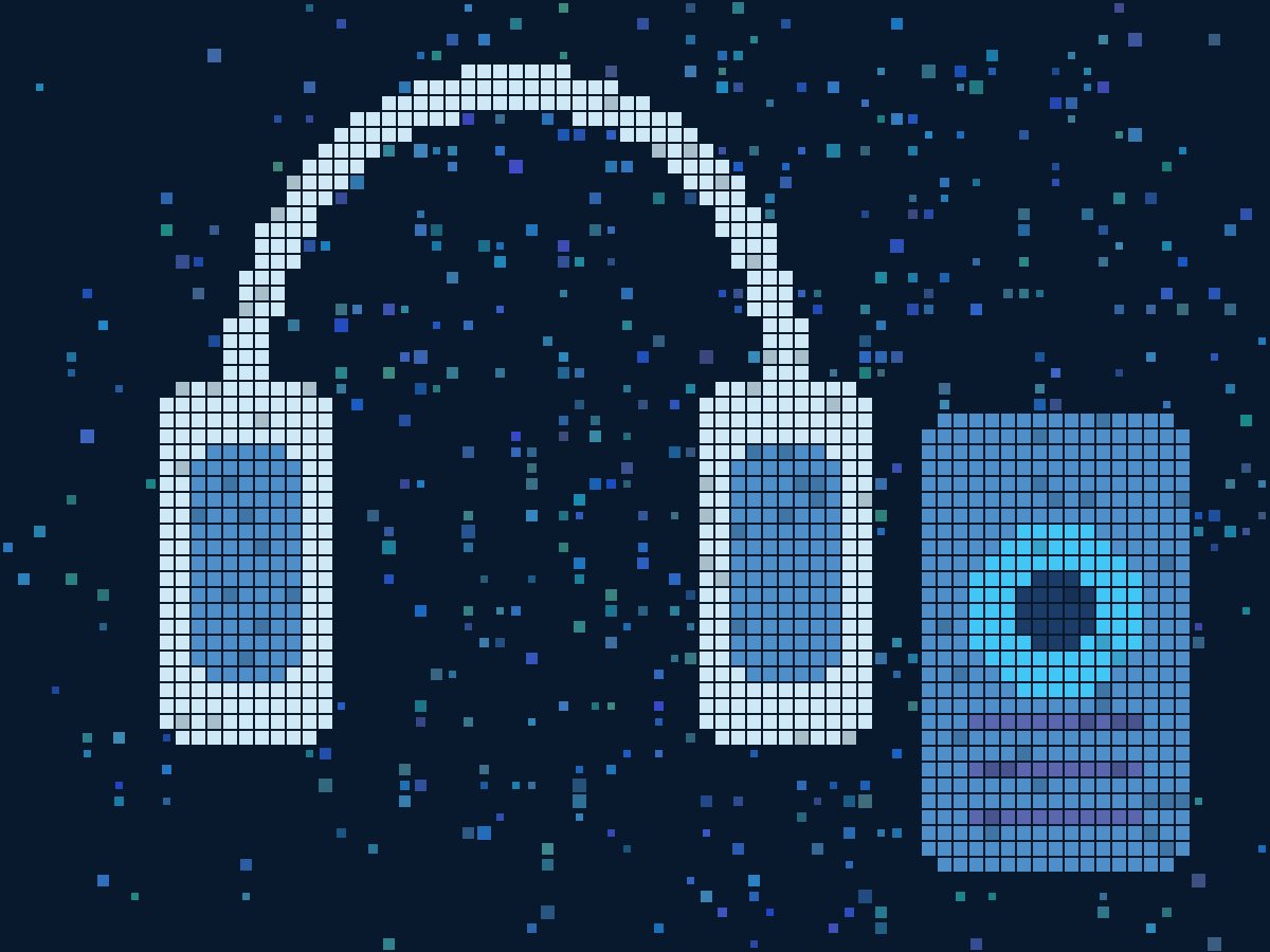Pixel illustration of headphones and a portable speaker