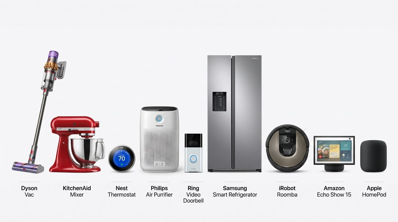 Range of home appliances and smart gadgets from leading brands