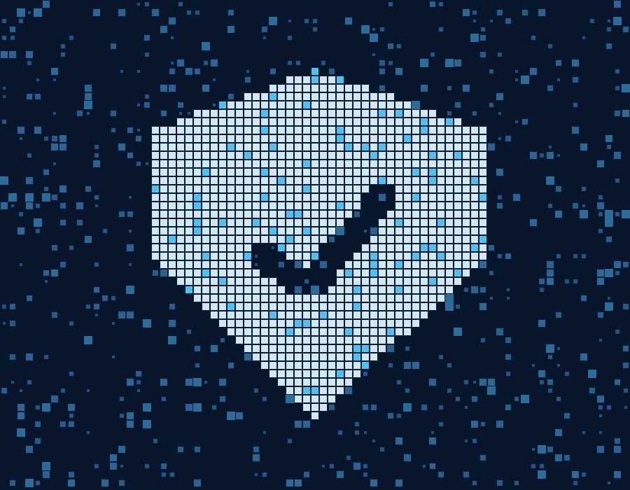 Pixel shield with a check mark